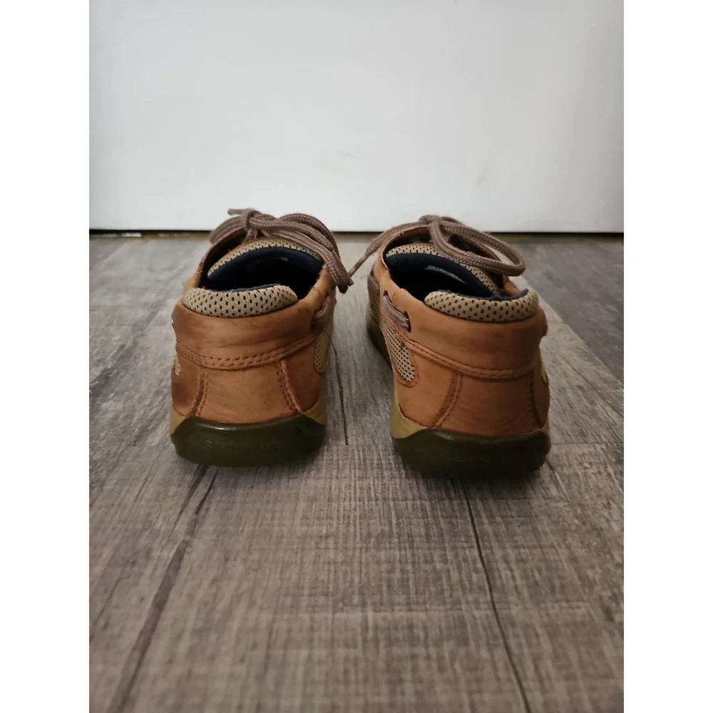 Classic Sperry Kids Brown Leather Mesh Boat Shoes Size 1.5M